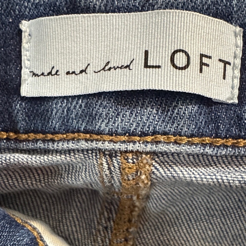 LOFT High Rise Button-Up Blue Jeans - Picture 2 of 4